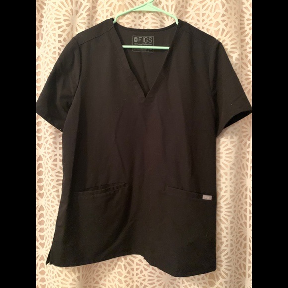 Figs Tops - FIGS Black Casma three pocket scrub top in XL